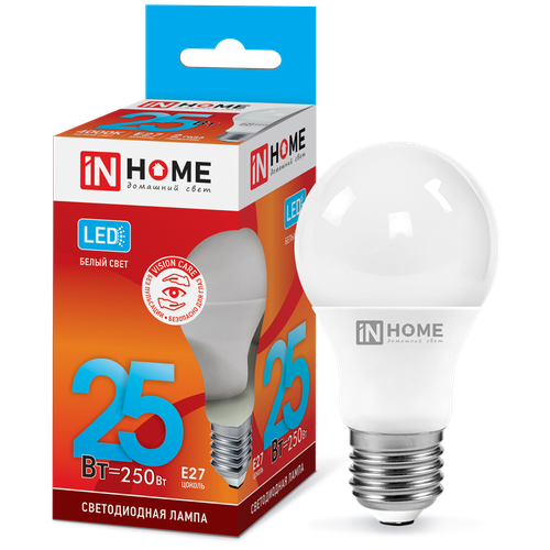 Лампа светодиодная IN HOME LED-A65-VC, Е27, 25 Вт, 230 В, 4000 К, 2250 Лм