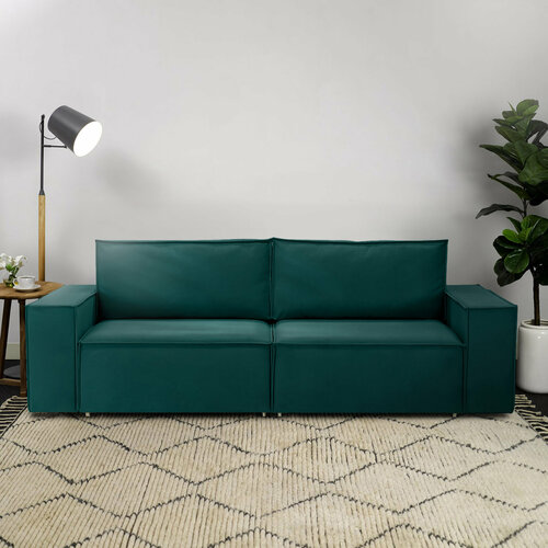 Диван Софт 2 Velutto 20 NOW 240x94x80 см, зеленый Велютто, еврокнижка Фиеста