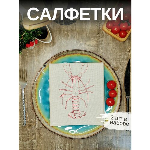Льняные салфетки на стол, комплект 2шт. Лен, Хлопок. Подарочный сервировочный набор 