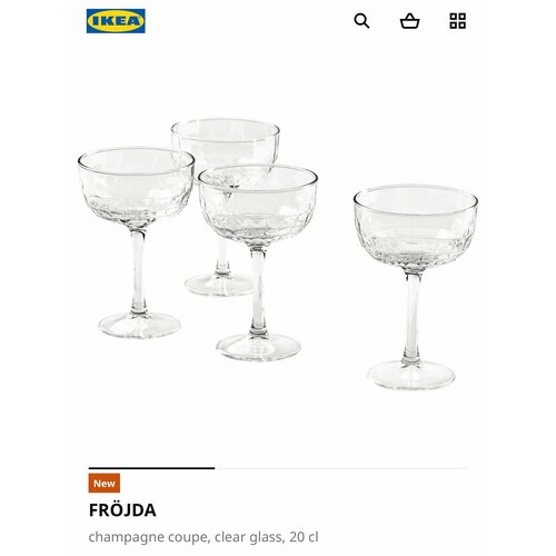 Бокал для шампанского IKEA FRÖJDA , набор из 4 шт, стекло, 200 мл