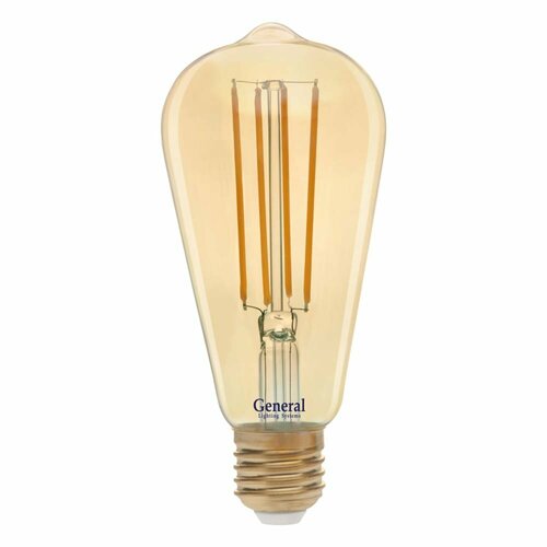Светодиодная лампа General Lighting Systems Филамент прозрачный золотой E27 10Вт 810Лм 2700К Теплый белый Труба GLDEN-ST64S-10-230-E27-2700 655302