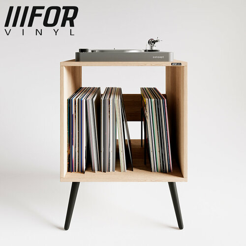 Тумба FORVINYL, для виниловых дисков, бежевая, ЛДСП, металл, 62x50x40 см