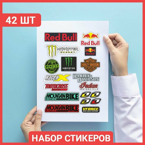 Наклейки Велонаклейки. Набор стикеров спонсоры мото вело байк