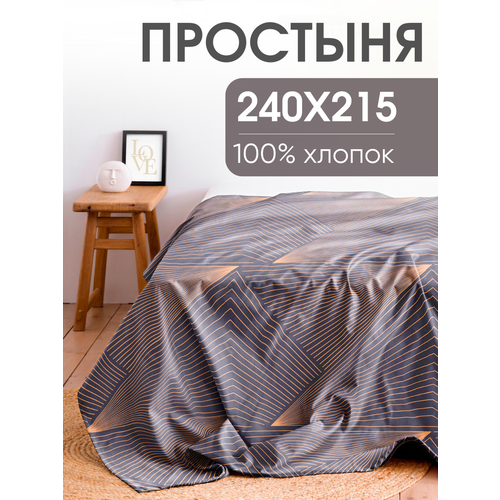Простынь евро 240х215 Ночь Нежна Гарфилд, поплин, 100% хлопок