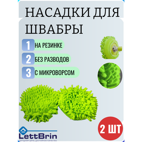 Круглая насадка на швабру из микрофибры для стеклянных поверхностей и окон, 2 штуки, на резинке