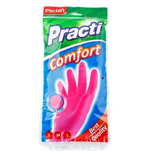 Перчатки Paclan Practi Comfort, 1 пара, размер S, цвет розовый