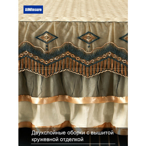 Комплект с покрывалом AiWinsure 150x200, наволочки 48х74, ткань бархат, бежевый