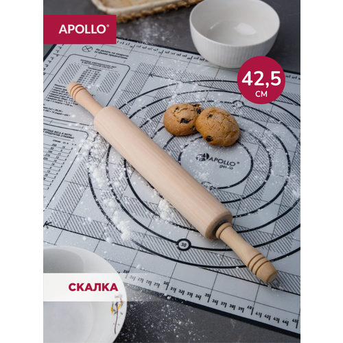 Скалка деревянная для раскатки теста с вращающимися ручками APOLLO Roll , 42,5 см