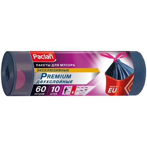 Мешки для мусора  Paclan Premium 60 л (10 шт.) 60 л 10 шт. 1 шт. 30 мкм синий