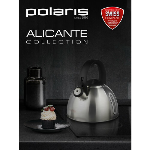Polaris Чайник со свистком Alicante-3LN, 3 л, 3.1 л, серебристый