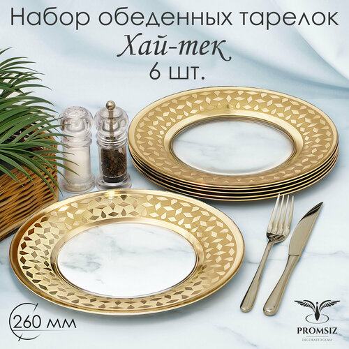 Тарелка обеденная, набор тарелок PROMSIZ Хай-тек 26 см, 6 шт.