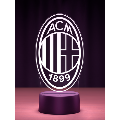 Ночник Футбольный Клуб АС Милан - AC Milan. Подарок болельщику — декор в комнату фаната футбола с клубной символикой, любимыми игроками и духом Лиги чемпионов и больших турниров.