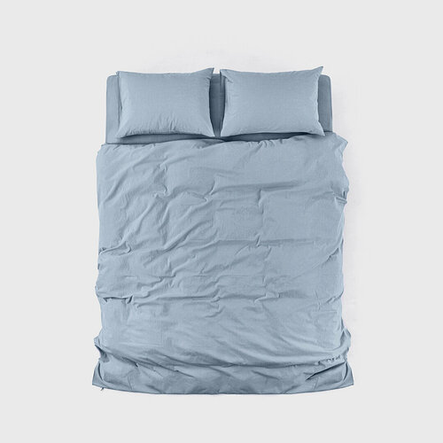 Простыня MORФEUS (морфеус) - Melange Blue-gray (серо-голубой) - 90x200x30 (на резинке) - вареный хлопок
