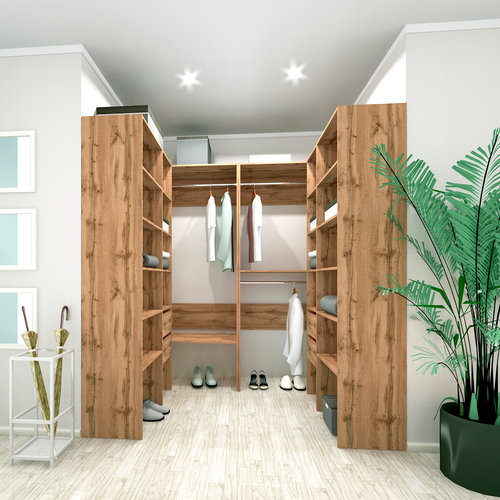 Гардеробная система Стеллаж Модус М0204 80х50х208,4 см Вешалка С полками Дуб Вотан 4