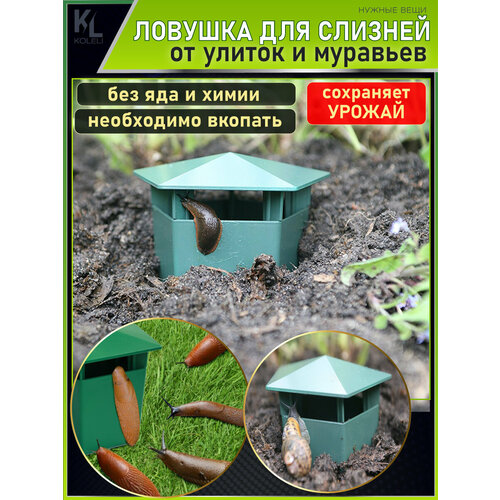 KoLeli / Ловушка для улиток и слизней / смерть испанским слизням / антислизень, зеленая