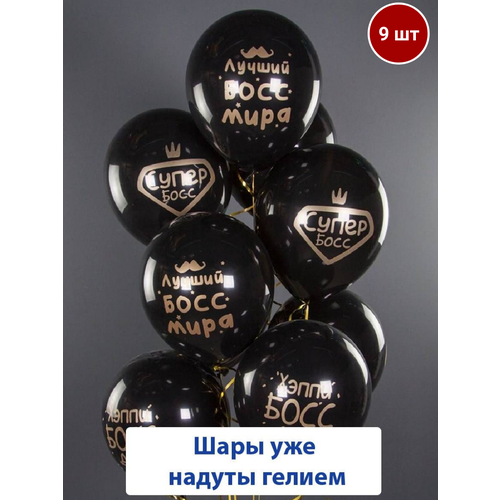 Воздушные шары с гелием для руководителя, босса на день рождения, шарики с надписями 9 шт