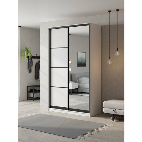 Шкаф купе для одежды Матэрна лофт белый + зеркало, 110х45х240 см