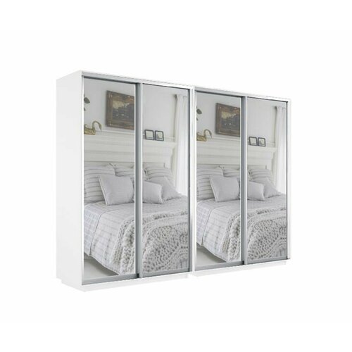 Система из двуx шкафов-купе Экспресс 4-x дв 240 x 220 x 45 Зеркало Белый снег
