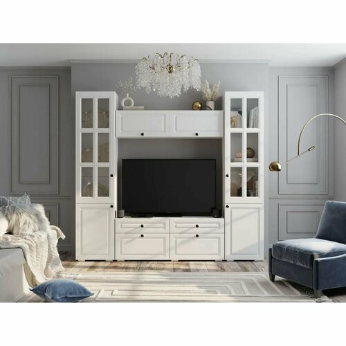 Шкаф-витрина Софт ПН-03, материал ЛДСП, цвет белый, размер 50,2x217,6x37,2 см.
