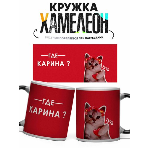 Кружка Хамелеон именная Где Карина 330 мл