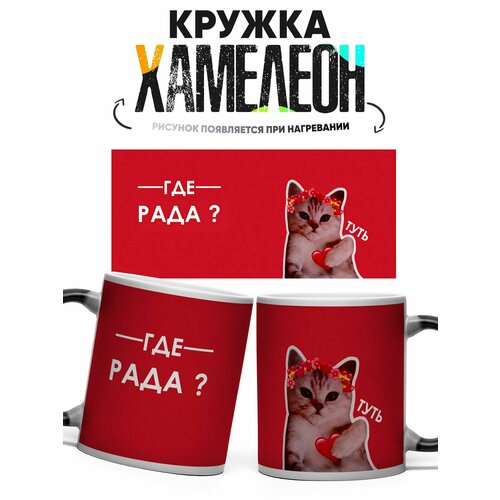 Кружка Хамелеон именная Рада кот сердечко 330 мл