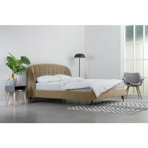 Кровать 140х200 двуспальная Divan.ru Льери 140 Велюр Песочный, 225х159х112 см