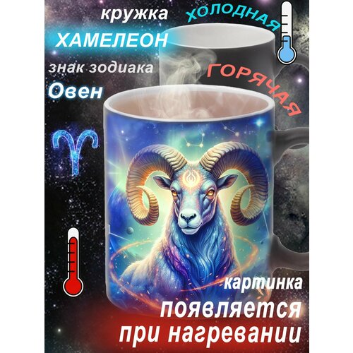 Кружка меняющая цвет от температуры со знаком зодиака Овен / 330 мл, 1 шт