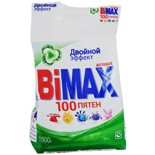 Bimax 100 пятен, автомат, 1.5 кг, без отдушки, природа и свежесть, для цветных тканей, для белых и светлых тканей