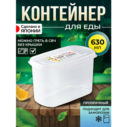 Контейнер для еды пластиковый с крышкой 630 мл (А) 14,2х7,9х9 см