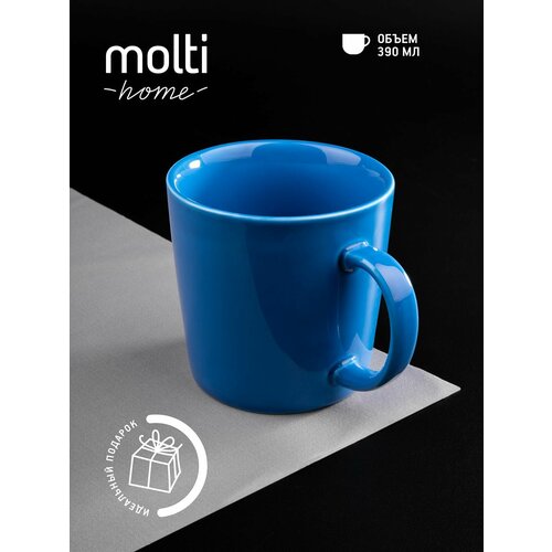 Кружка для чая и кофе molti фарфоровая, 390 мл, подарочная, синяя