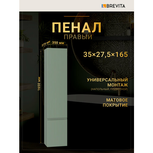 Шкаф - пенал Brevita Victory 35 подвесной правый (зеленый)