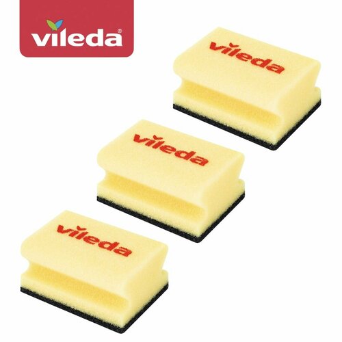 Губка для кастрюль Vileda Glitzi, жесткий абразив; комплект 3 шт, цвет: желтый, черный, размер: 506076-3