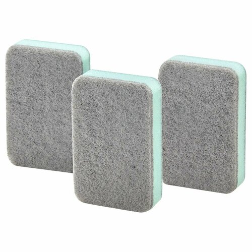 Губки для мытья посуды IKEA - SVAMPIG(свампиг), 11х7 см, цвет серый/зеленый, 3 шт в наборе