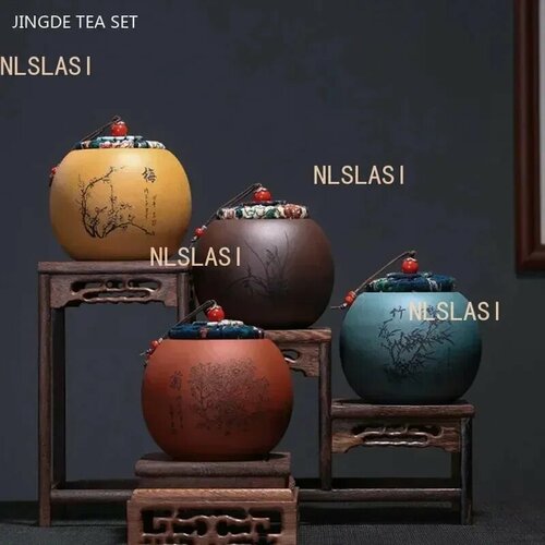 Банка для чая JINGDE TEA SET из пурпурной глины, YELLOW, 11x10cm 500ml