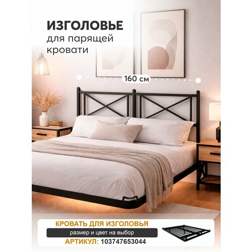Изголовье для кровати Лофт 160 см металлическое, Черный