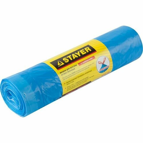 Мешки для мусора COMFORT, завязки, особо прочные, STAYER 120 л, голубой, 10 шт.
