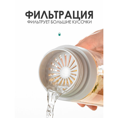Питьевая спортивная бутылка IBRICO, пластик, с фильтром, черная, 800мл