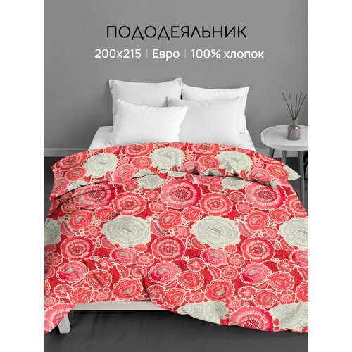 Пододеяльник Uniqcute Евро 200х215 см, Поплин, Русский стиль, Цветы, Нега