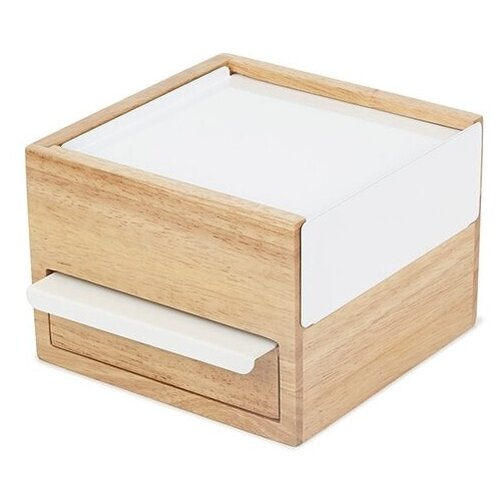 Umbra Шкатулка Stowit Mini 1 белый/натуральное дерево 11.1 см 15.5 см 1.2 кг МДФ 15.5 см