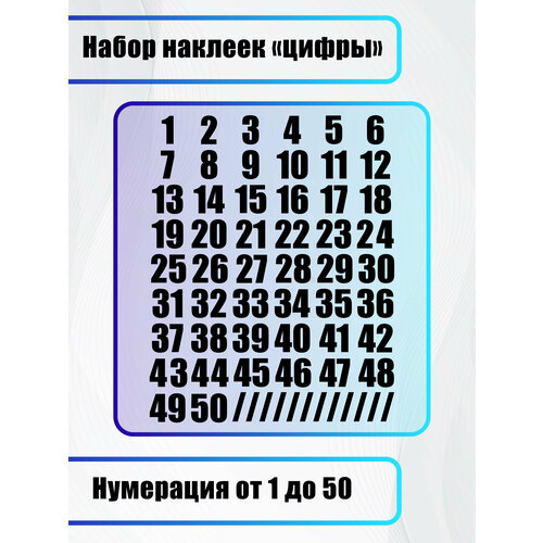 Наклейка на стену ' Цифры ', 35x30см. (для маркировки и нумерации, 103 элемента в наборе)