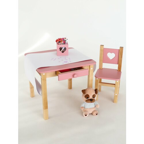 Детский стол и стул растущий из березы от года Forest Pink SIMBA
