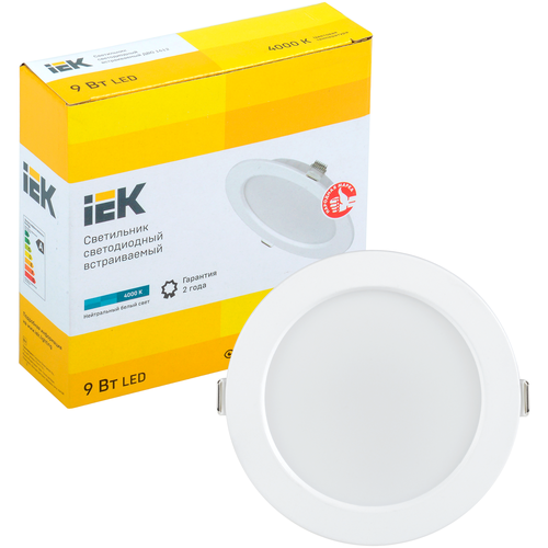 Светильник IEK LDVO0-1612-09-4000-K01, LED белый белый 1 шт. нейтральный белый 4000 K 9 Вт 120 °
