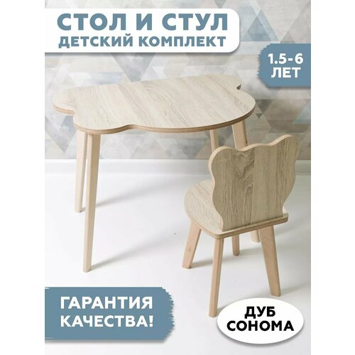Детский стол и стул, комплект, комплект детской мебели RuLes дуб сонома
