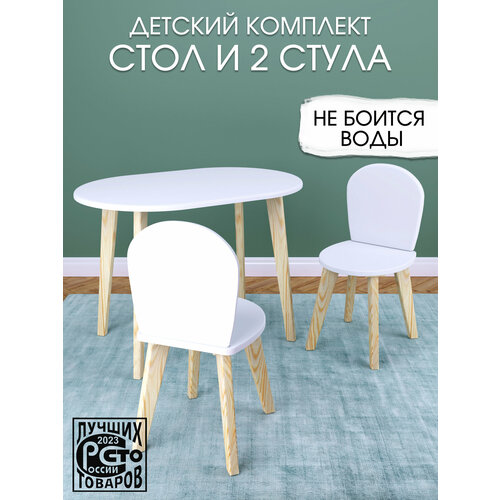 Детский стол и два стула, белый комплект детской мебели RuLes