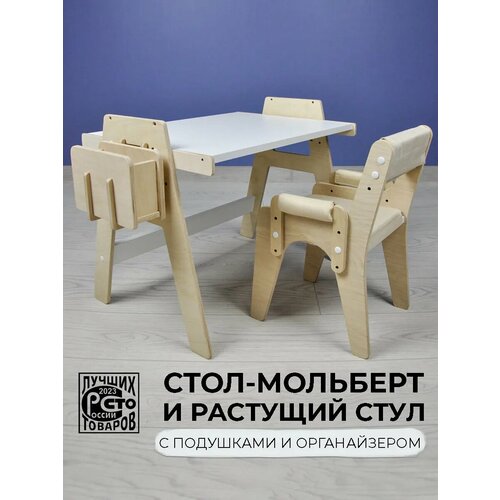Детский растущий стул и стол мольберт с ящиком, комплект детской мебели растишка RuLes