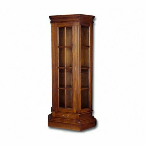 Шкаф-витрина DOMKORLEONE для книг, 1 дверная, красное дерево (mahogany wood), цвет орех NAA (светло-коричневый)