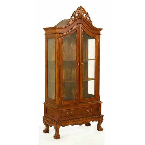 Витрина из красного дерева (mahogany wood) DOMKORLEONE в стиле Chippendale, с ящиком и полками, цвет орех HP(коричневый)