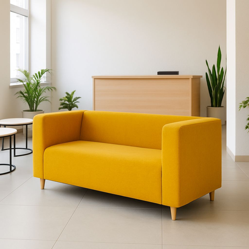 Диван MOLECO Бэни, 230x78x77 см, офисный, велюровый, горчичный, 4х местный