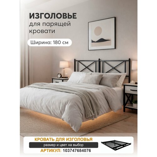 Изголовье для кровати Лофт 180 см металлическое, Черный