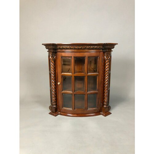 Витрина навесная DOMKORLEONE из красного дерева (mahogany wood) с полками и стеклянным фасадом, цвет орех HP(коричневый)